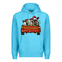 Ocean Blue merry christmas truck animals Premium Hoodie - RanaPortraitStore