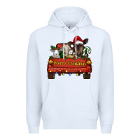 White merry christmas truck animals Premium Hoodie - RanaPortraitStore