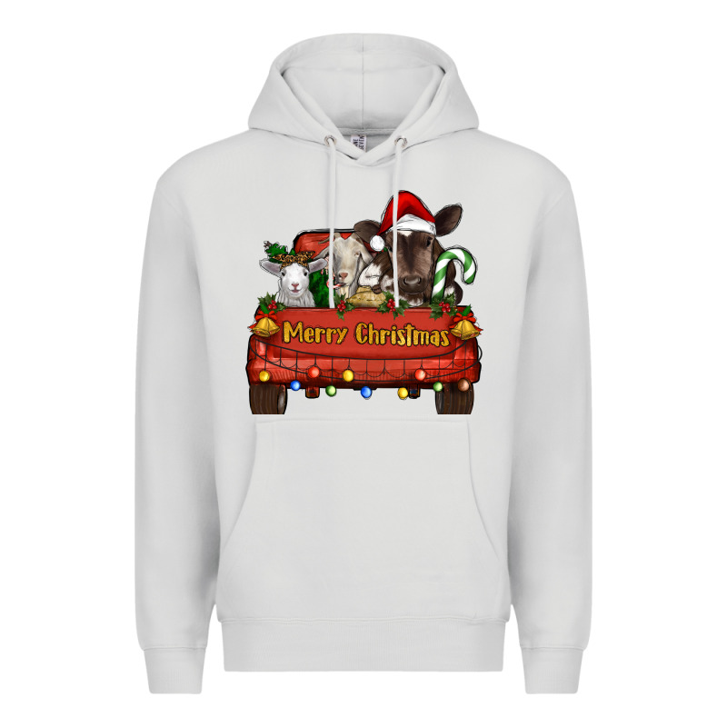 Merry Christmas Truck Animals Premium Hoodie by RanaPortraitStore | Teevron