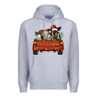 Heather Grey merry christmas truck animals Premium Hoodie - RanaPortraitStore
