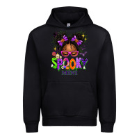 Black Spooky Mini Halloween Messy Bun Urban Hoodie - texasbilliewilder