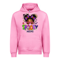 Fuchsia Pink Spooky Mini Halloween Messy Bun Urban Hoodie - texasbilliewilder
