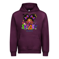 Mauve Wine Spooky Mini Halloween Messy Bun Urban Hoodie - texasbilliewilder