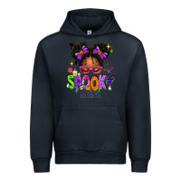 Navy Spooky Mini Halloween Messy Bun Urban Hoodie - texasbilliewilder