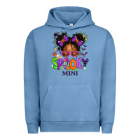 Pigment Pebble Blue Spooky Mini Halloween Messy Bun Urban Hoodie - texasbilliewilder