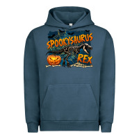 Pigment Midnight Navy Spooky Saurus Rex Urban Hoodie - texasbilliewilder