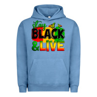 Pigment Pebble Blue stay black and live Urban Hoodie - Zillion Design Studio