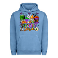 Pigment Pebble Blue Spooky Season Coffee Cups Urban Hoodie - texasbilliewilder