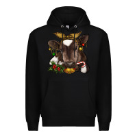 Black christmas baby cow Premium Hoodie - RanaPortraitStore
