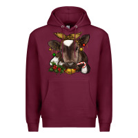 Burgundy christmas baby cow Premium Hoodie - RanaPortraitStore
