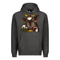 Charcoal Heather christmas baby cow Premium Hoodie - RanaPortraitStore