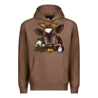 Chestnut christmas baby cow Premium Hoodie - RanaPortraitStore