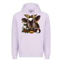 Lilac christmas baby cow Premium Hoodie - RanaPortraitStore