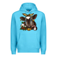 Ocean Blue christmas baby cow Premium Hoodie - RanaPortraitStore