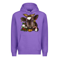 Purple christmas baby cow Premium Hoodie - RanaPortraitStore