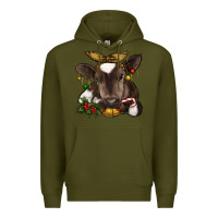 Army Green christmas baby cow Premium Hoodie - RanaPortraitStore