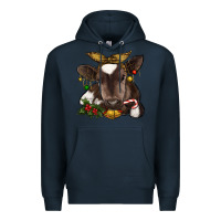 Navy christmas baby cow Premium Hoodie - RanaPortraitStore