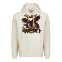 Oatmeal Heather christmas baby cow Premium Hoodie - RanaPortraitStore