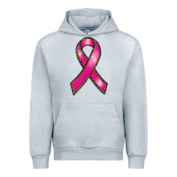 Heather Grey breast cancer ribbon Urban Hoodie - RanaPortraitStore
