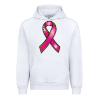 White breast cancer ribbon Urban Hoodie - RanaPortraitStore