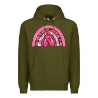 Army Green breast cancer rainbow Premium Hoodie - RanaPortraitStore