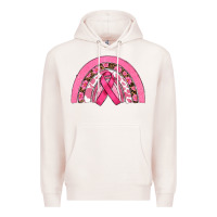 Pale Pink breast cancer rainbow Premium Hoodie - RanaPortraitStore