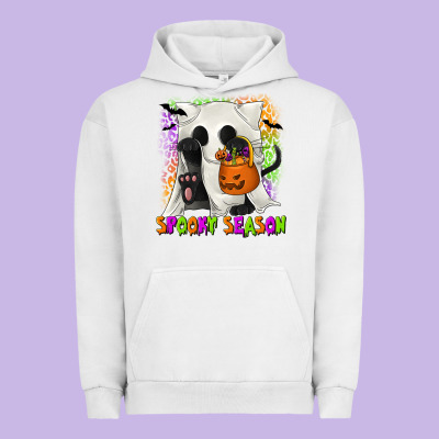 Spooky Season Ghost Cat Urban Hoodie Designed By Texasbilliewilder