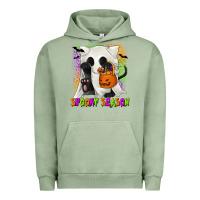 Pigment Oil Green Spooky Season Ghost Cat Urban Hoodie - texasbilliewilder