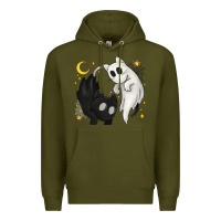 Army Green Ghost Cats with Balance Halloween Premium Hoodie - texasbilliewilder