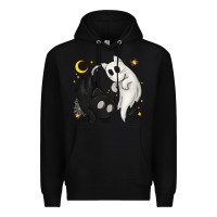Black Ghost Cats with Balance Halloween Premium Hoodie - texasbilliewilder