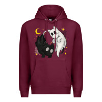 Burgundy Ghost Cats with Balance Halloween Premium Hoodie - texasbilliewilder
