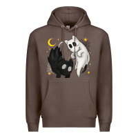 Coffee Ghost Cats with Balance Halloween Premium Hoodie - texasbilliewilder