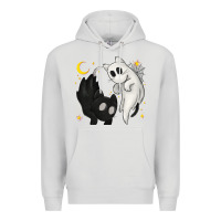 Dove Grey Ghost Cats with Balance Halloween Premium Hoodie - texasbilliewilder