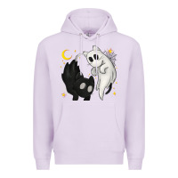 Lilac Ghost Cats with Balance Halloween Premium Hoodie - texasbilliewilder
