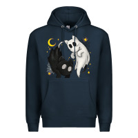 Navy Ghost Cats with Balance Halloween Premium Hoodie - texasbilliewilder