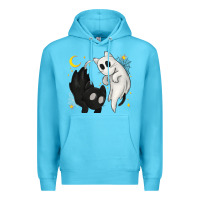 Ocean Blue Ghost Cats with Balance Halloween Premium Hoodie - texasbilliewilder