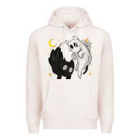 Pale Pink Ghost Cats with Balance Halloween Premium Hoodie - texasbilliewilder