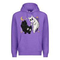 Purple Ghost Cats with Balance Halloween Premium Hoodie - texasbilliewilder
