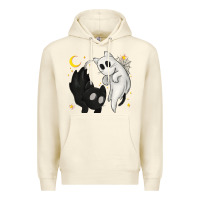 Sandshell Ghost Cats with Balance Halloween Premium Hoodie - texasbilliewilder