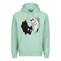 Seafoam Ghost Cats with Balance Halloween Premium Hoodie - texasbilliewilder