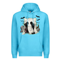 Ocean Blue Ghost Cat Premium Hoodie - texasbilliewilder