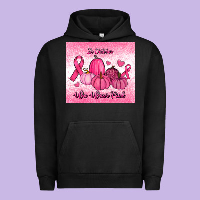 In October We Wear Pink Pumpkin Urban Hoodie Designed By Ranaportraitstore
