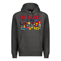 Charcoal Heather my daddy is my hero dispatcher Premium Hoodie - Zillion Design Studio