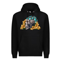 Black skull with sunflowers Premium Hoodie - RanaPortraitStore