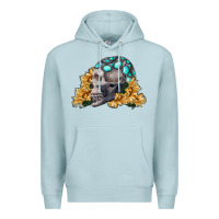 Blue Mist skull with sunflowers Premium Hoodie - RanaPortraitStore