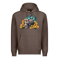 Coffee skull with sunflowers Premium Hoodie - RanaPortraitStore