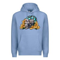 Colony Blue skull with sunflowers Premium Hoodie - RanaPortraitStore
