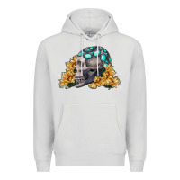 Dove Grey skull with sunflowers Premium Hoodie - RanaPortraitStore