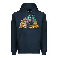 Navy skull with sunflowers Premium Hoodie - RanaPortraitStore