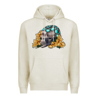 Oatmeal Heather skull with sunflowers Premium Hoodie - RanaPortraitStore